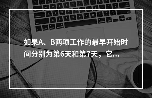 如果A、B两项工作的最早开始时间分别为第6天和第7天，它们的