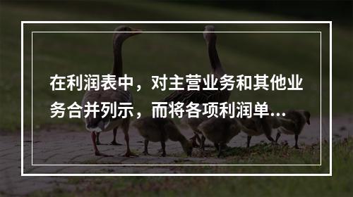 在利润表中，对主营业务和其他业务合并列示，而将各项利润单独列