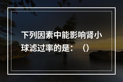 下列因素中能影响肾小球滤过率的是：（）