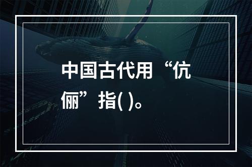 中国古代用“伉俪”指( )。