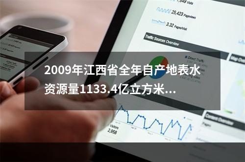 2009年江西省全年自产地表水资源量1133.4亿立方米，比