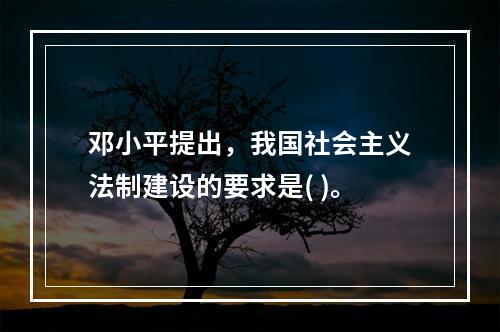 邓小平提出，我国社会主义法制建设的要求是( )。