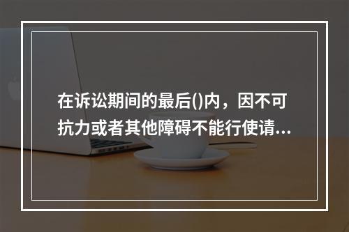 在诉讼期间的最后()内，因不可抗力或者其他障碍不能行使请求权