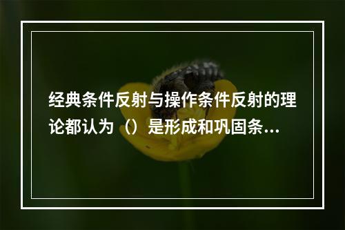 经典条件反射与操作条件反射的理论都认为（）是形成和巩固条件反