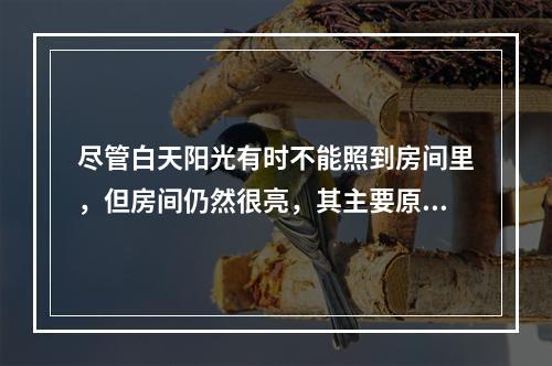 尽管白天阳光有时不能照到房间里，但房间仍然很亮，其主要原因是