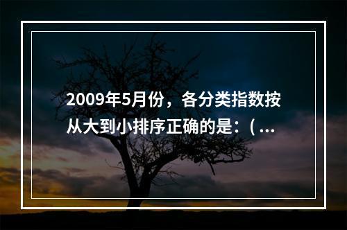 2009年5月份，各分类指数按从大到小排序正确的是：( )