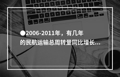 ●2006-2011年，有几年的民航运输总周转量同比增长低于