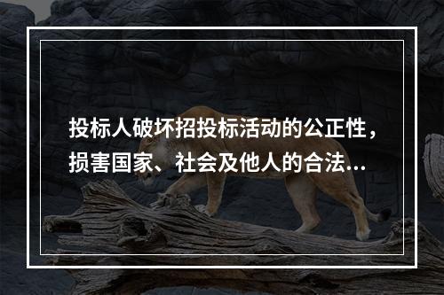 投标人破坏招投标活动的公正性，损害国家、社会及他人的合法权益