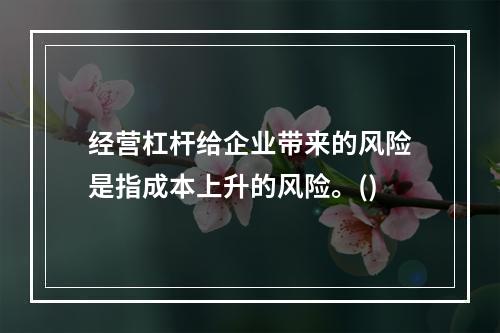 经营杠杆给企业带来的风险是指成本上升的风险。()