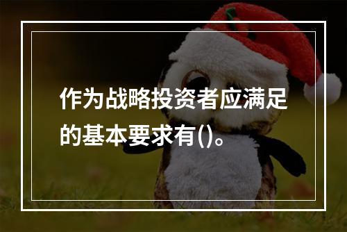 作为战略投资者应满足的基本要求有()。