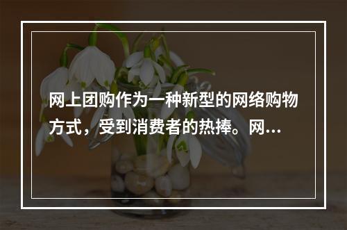 网上团购作为一种新型的网络购物方式，受到消费者的热捧。网上团