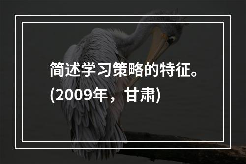 简述学习策略的特征。(2009年，甘肃)