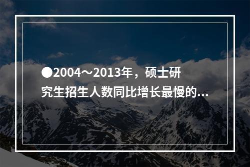 ●2004～2013年，硕士研究生招生人数同比增长最慢的是(