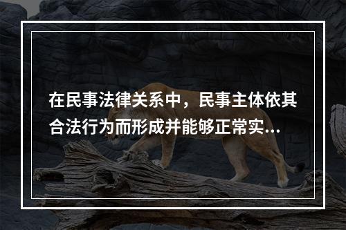 在民事法律关系中，民事主体依其合法行为而形成并能够正常实现的