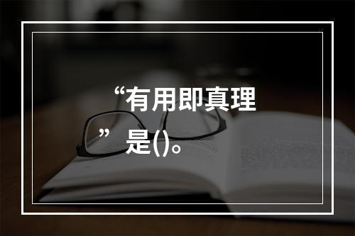 “有用即真理”是()。