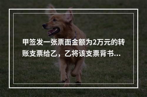 甲签发一张票面金额为2万元的转账支票给乙，乙将该支票背书转让