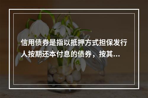 信用债券是指以抵押方式担保发行人按期还本付息的债券，按其抵押