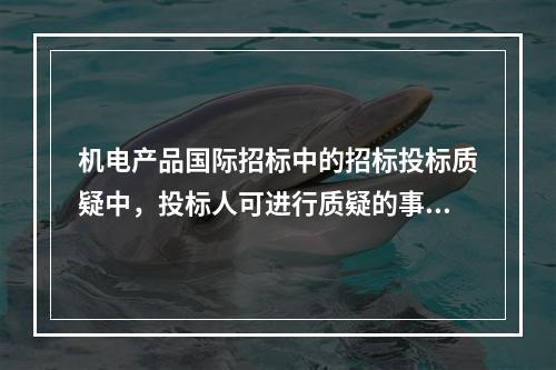 机电产品国际招标中的招标投标质疑中，投标人可进行质疑的事项不