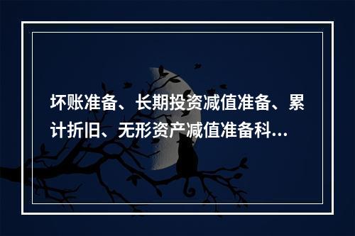 坏账准备、长期投资减值准备、累计折旧、无形资产减值准备科目均