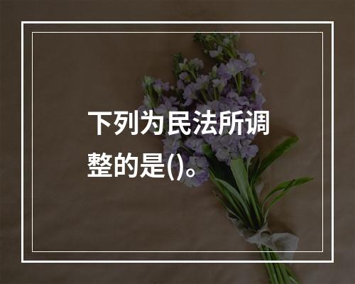 下列为民法所调整的是()。