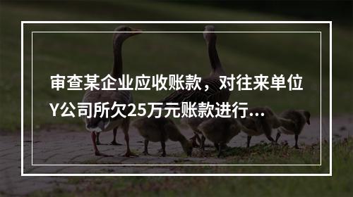 审查某企业应收账款，对往来单位Y公司所欠25万元账款进行函证