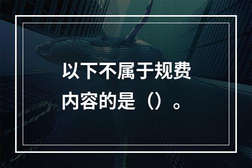 以下不属于规费内容的是（）。