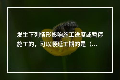 发生下列情形影响施工进度或暂停施工的，可以顺延工期的是（）。