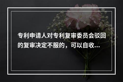 专利申请人对专利复审委员会驳回的复审决定不服的，可以自收到通