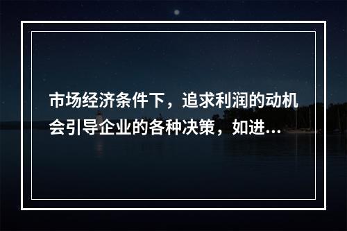 市场经济条件下，追求利润的动机会引导企业的各种决策，如进入哪