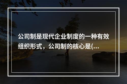 公司制是现代企业制度的一种有效组织形式，公司制的核心是()。