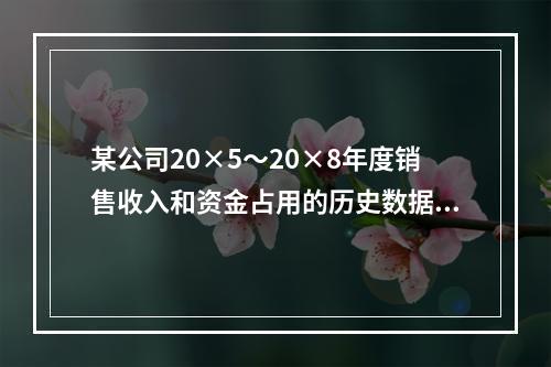 某公司20×5～20×8年度销售收入和资金占用的历史数据(单