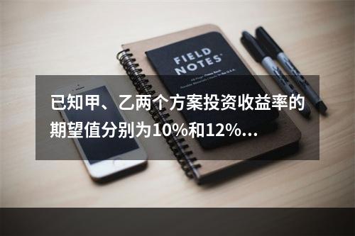 已知甲、乙两个方案投资收益率的期望值分别为10%和12%，两