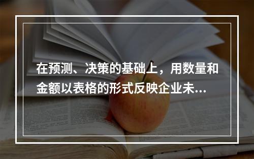 在预测、决策的基础上，用数量和金额以表格的形式反映企业未来一