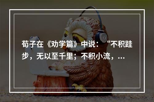 荀子在《劝学篇》中说：“不积跬步，无以至千里；不积小流，无以