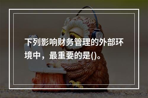 下列影响财务管理的外部环境中，最重要的是()。