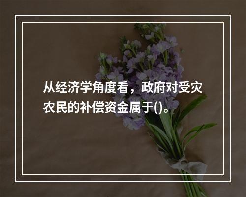 从经济学角度看，政府对受灾农民的补偿资金属于()。