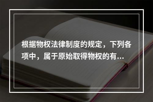 根据物权法律制度的规定，下列各项中，属于原始取得物权的有（）