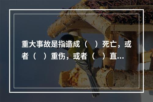 重大事故是指造成（　）死亡，或者（　）重伤，或者（　）直接经