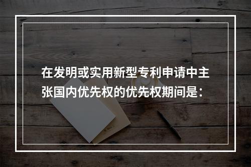 在发明或实用新型专利申请中主张国内优先权的优先权期间是：