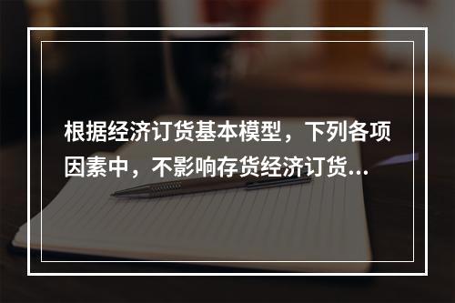 根据经济订货基本模型，下列各项因素中，不影响存货经济订货批量