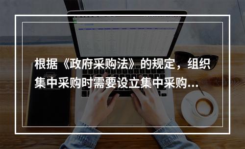 根据《政府采购法》的规定，组织集中采购时需要设立集中采购机构