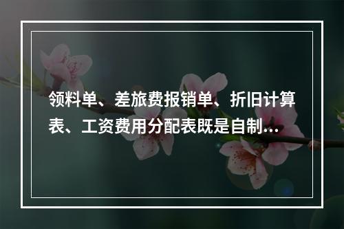 领料单、差旅费报销单、折旧计算表、工资费用分配表既是自制原始