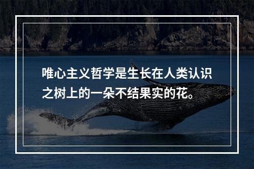 唯心主义哲学是生长在人类认识之树上的一朵不结果实的花。