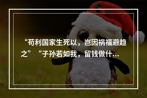 “苟利国家生死以，岂因祸福避趋之”“子孙若如我，留钱做什么？