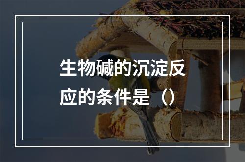 生物碱的沉淀反应的条件是（）