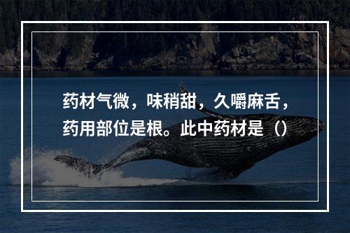 药材气微，味稍甜，久嚼麻舌，药用部位是根。此中药材是（）