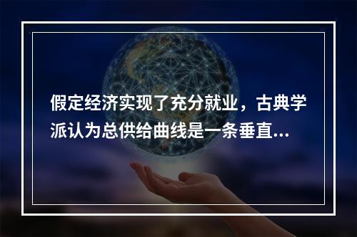 假定经济实现了充分就业，古典学派认为总供给曲线是一条垂直线，