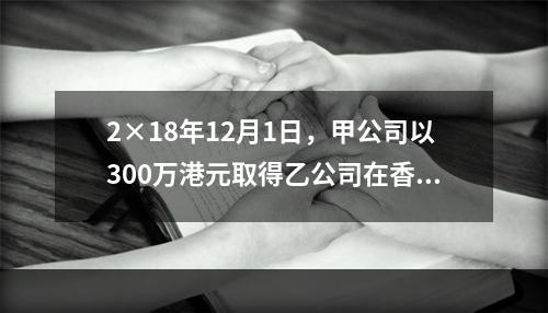 2×18年12月1日，甲公司以300万港元取得乙公司在香港联