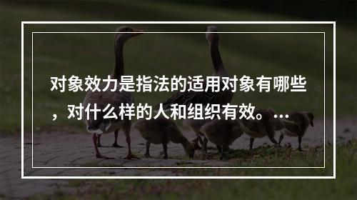 对象效力是指法的适用对象有哪些，对什么样的人和组织有效。下列