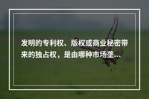 发明的专利权、版权或商业秘密带来的独占权，是由哪种市场垄断造